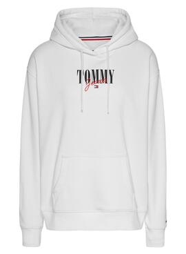 Felpa Tommy Jeans Essential Logo 1 Bianco Donna