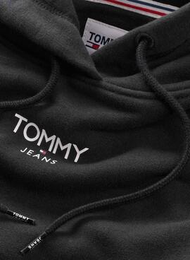 Felpa Tommy Jeans Relaxed Logo Nero per Donna