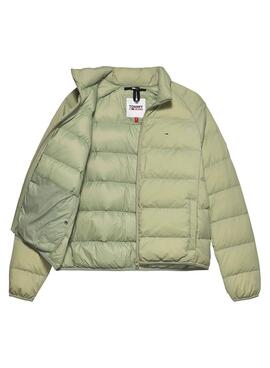 Giubbotto Tommy Jeans Light Down Verde per Donna