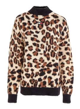 Pullover Tommy Jeans Cuello Perkins Leopardo Donna