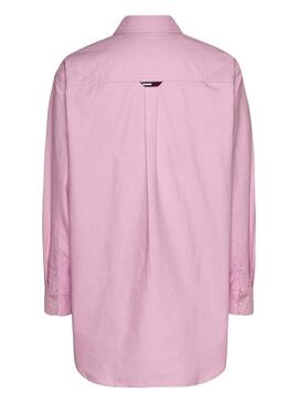 Camicia Tommy Jeans Badge Boyamica Rosa per Donna