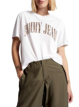 T-Shirt Tommy Jeans Classic Leo per Donna Bianco