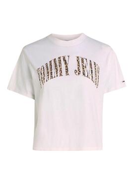 T-Shirt Tommy Jeans Classic Leo per Donna Bianco