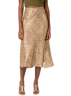 Gonna Naf Naf Animal Print Beige per Donna