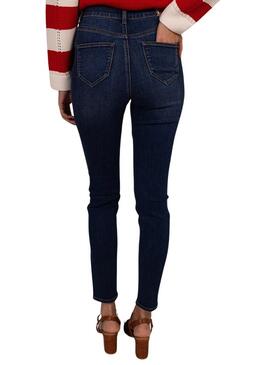 Pantaloni Jeans Naf Naf Slim Blu Navy per Donna