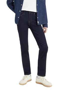 Pantaloni Jeans Levis 712 High Slim Blu Navy Donna