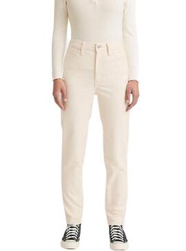 Pantaloni Jeans Levis High Vita Mom Beige Donna