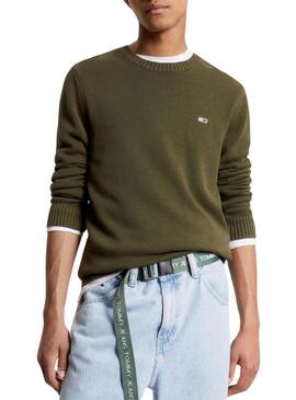 Pullover Tommy Jeans Essential Crew Verde Uomo