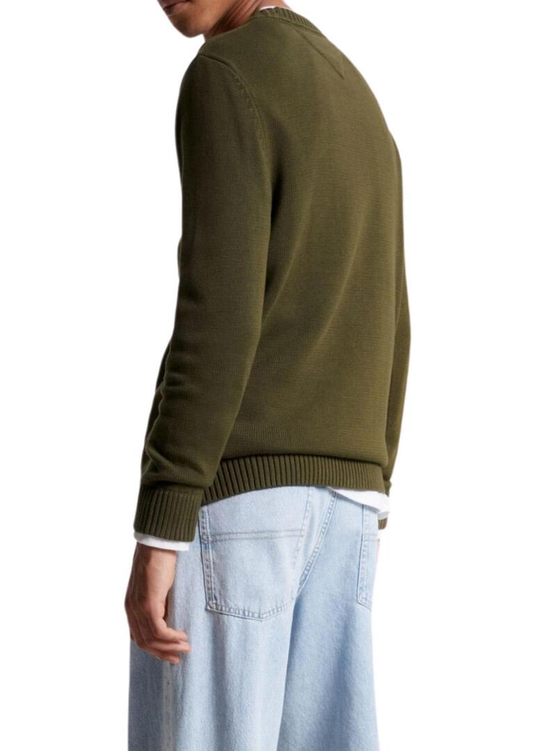 Pullover Tommy Jeans Essential Crew Verde Uomo