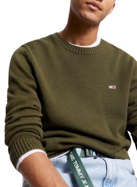 Pullover Tommy Jeans Essential Crew Verde Uomo