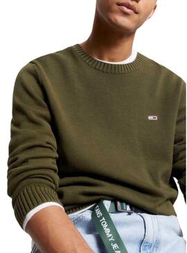 Pullover Tommy Jeans Essential Crew Verde Uomo