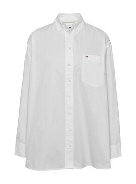 Camicia Tommy Jeans Popelin Oversized Bianco Donna