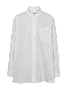 Camicia Tommy Jeans Popelin Oversized Bianco Donna