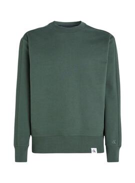 Felpa Calvin Klein Jeans Tessuto Tab Crew Verde