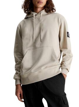 Felpa Calvin Klein Jeans Badge Hoodie Beige