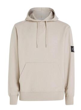 Felpa Calvin Klein Jeans Badge Hoodie Beige