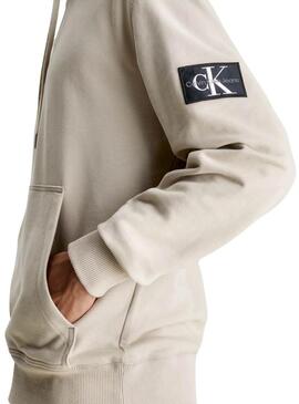 Felpa Calvin Klein Jeans Badge Hoodie Beige