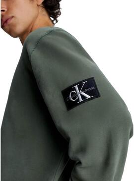 Felpa Calvin Klein Jeans Badge Verde Uomo