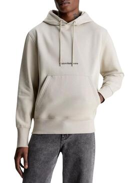 Felpa Calvin Klein Institutional Hoodie Beige