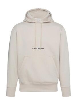 Felpa Calvin Klein Institutional Hoodie Beige