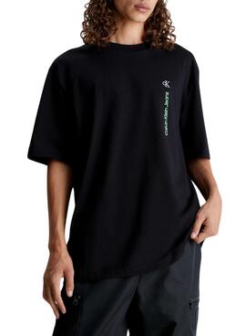 T-Shirt Calvin Klein Vertical Institutional Nero