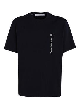 T-Shirt Calvin Klein Vertical Institutional Nero