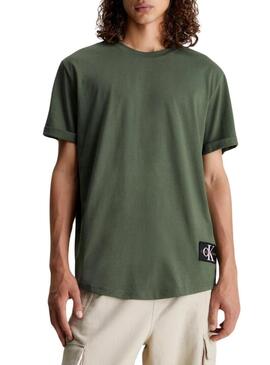 T-Shirt Calvin Klein Jeans Badge Girare Verde