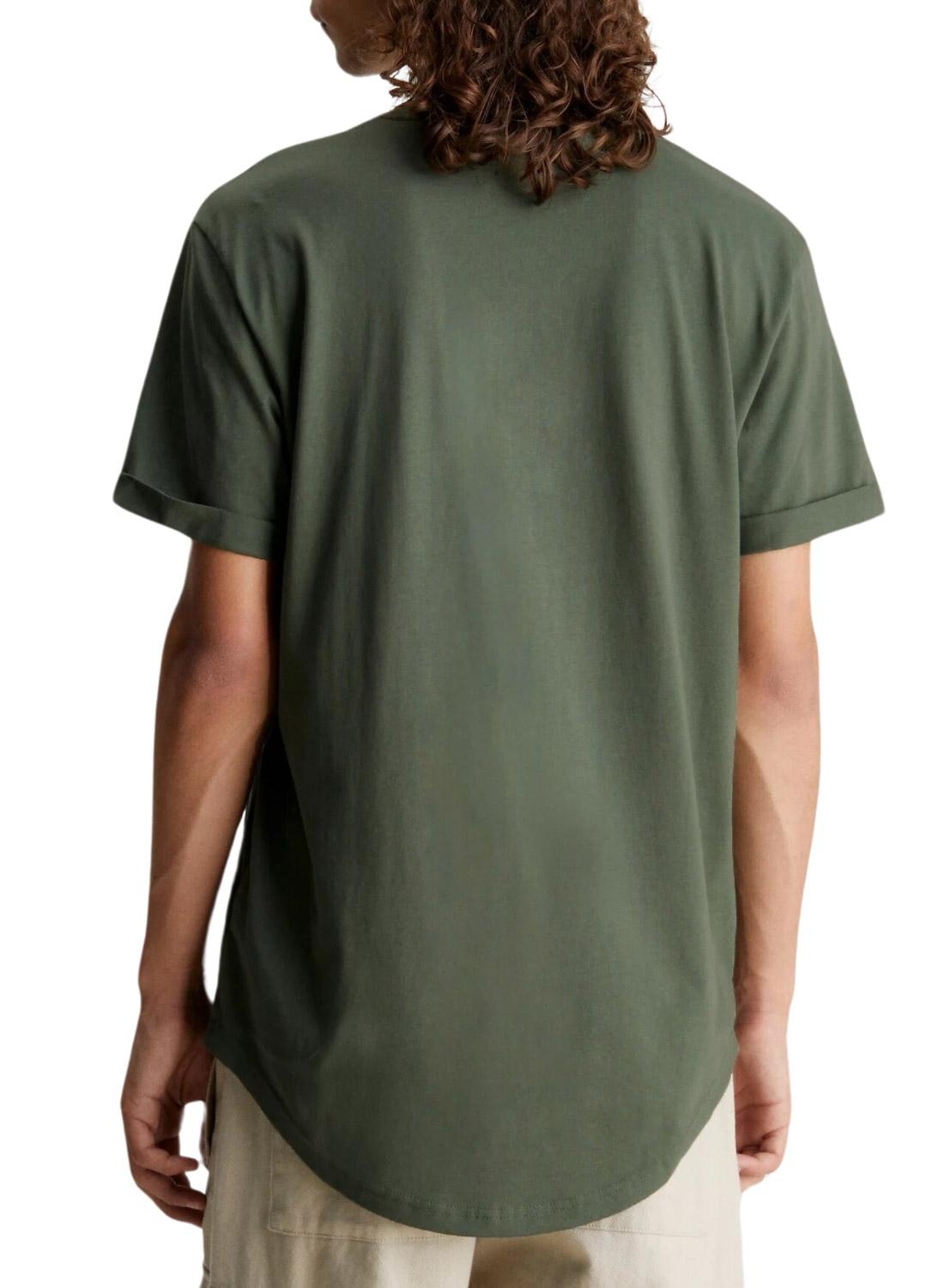 T-Shirt Calvin Klein Jeans Badge Girare Verde