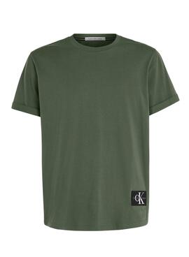 T-Shirt Calvin Klein Jeans Badge Girare Verde
