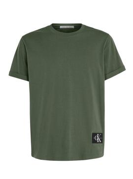 T-Shirt Calvin Klein Jeans Badge Girare Verde