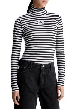 T-Shirt Calvin Klein Jeans Striped Rotolo Neck CK