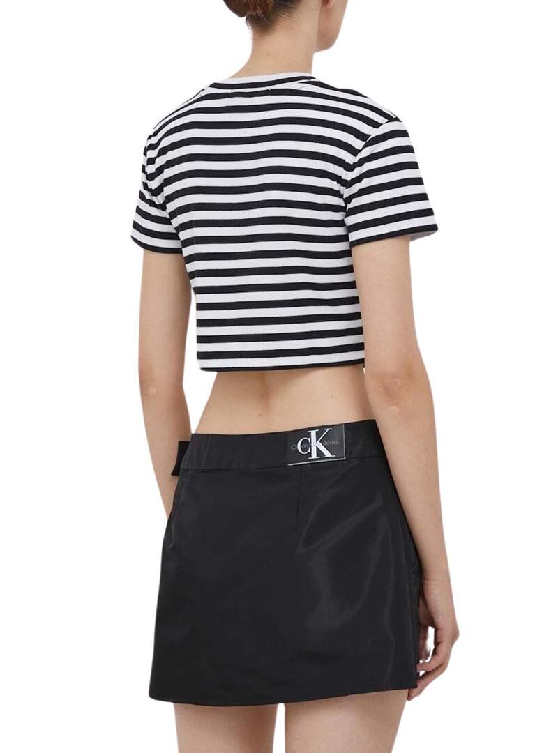 T-Shirt Calvin Klein Jeans Striped Nero Donna