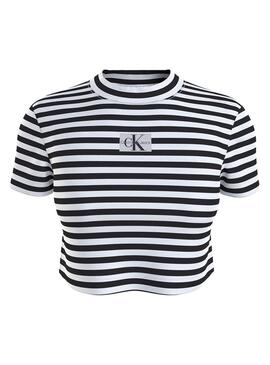 T-Shirt Calvin Klein Jeans Striped Nero Donna