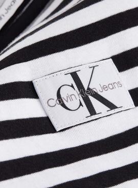 T-Shirt Calvin Klein Jeans Striped Nero Donna