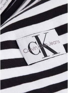 T-Shirt Calvin Klein Jeans Striped Nero Donna