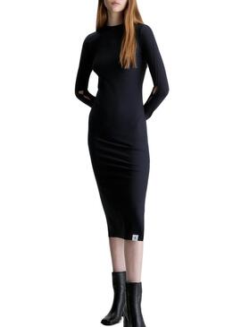 Vestito Calvin Klein Jeans Tab Rib Nero Donna