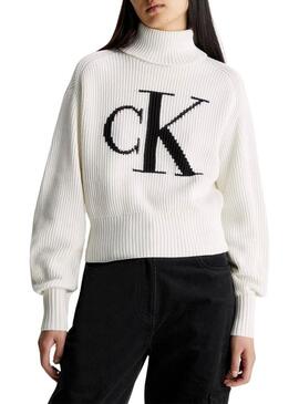 Pullover Calvin Klein Jeans Blown CK Beige Donna