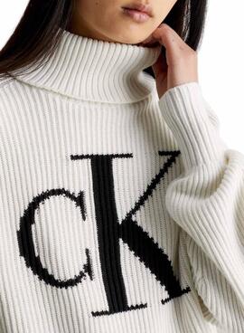 Pullover Calvin Klein Jeans Blown CK Beige Donna