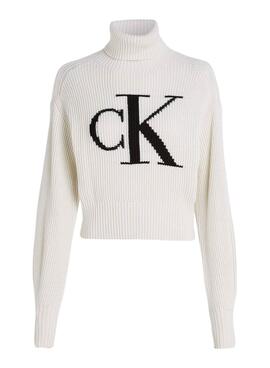 Pullover Calvin Klein Jeans Blown CK Beige Donna