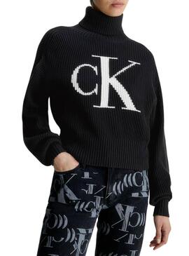 Pullover Calvin Klein Jeans Blown CK Nero Donna
