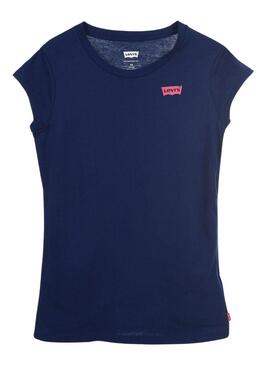 T-Shirt Levis Batwing Blu Navy per Bambina