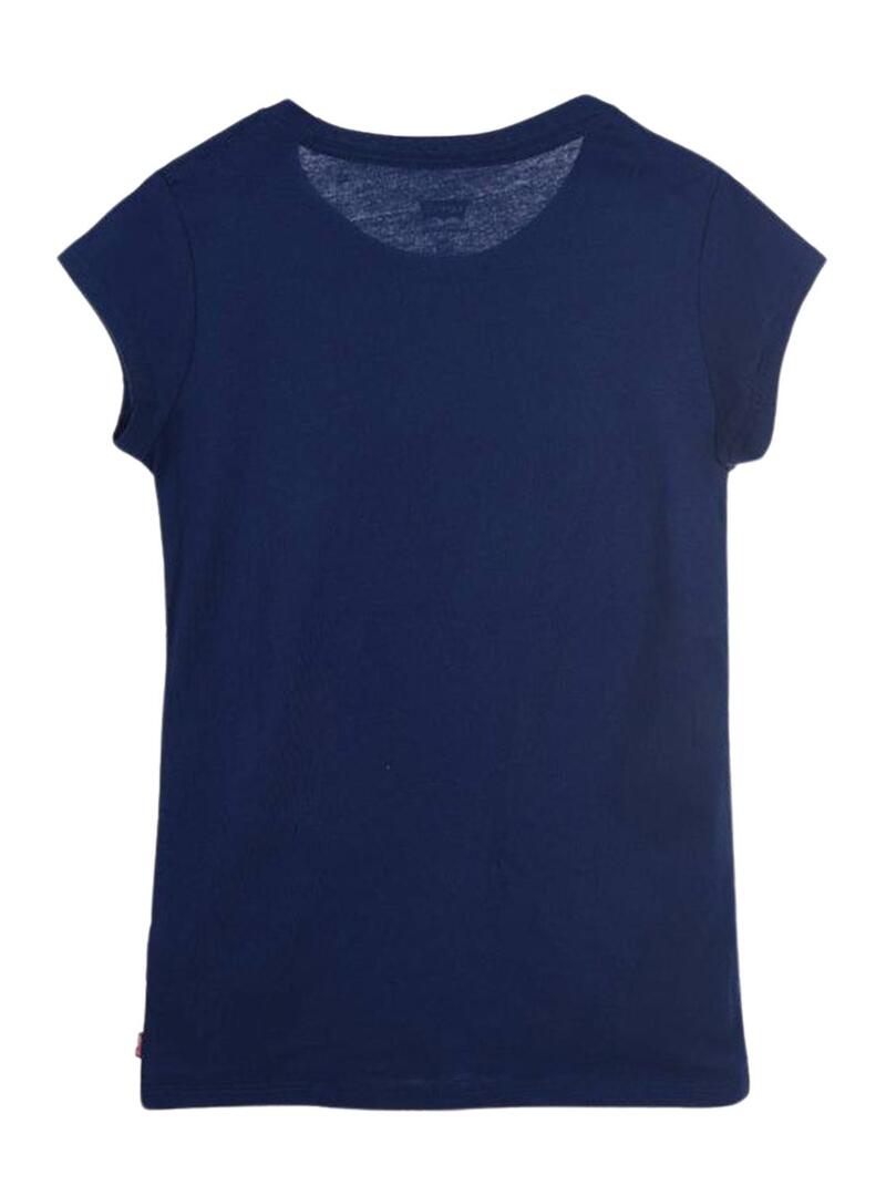 T-Shirt Levis Batwing Blu Navy per Bambina