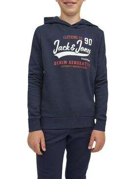 Felpa Jack & Jones Logo Blu Navy Bambino