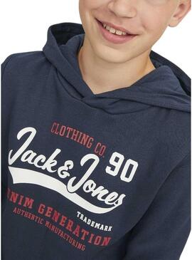 Felpa Jack & Jones Logo Blu Navy Bambino