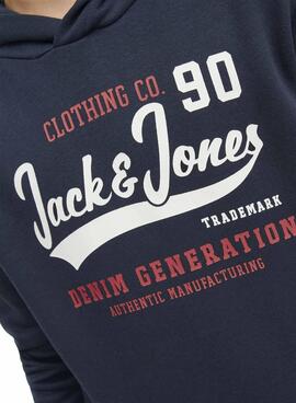 Felpa Jack & Jones Logo Blu Navy Bambino