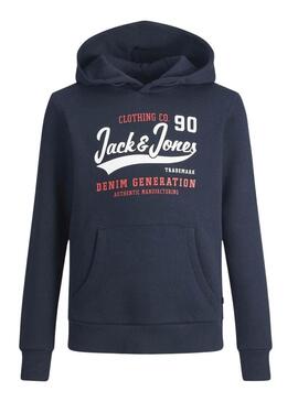 Felpa Jack & Jones Logo Blu Navy Bambino