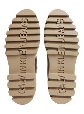 Stivales Calvin Klein Jeans Flatform Lace Beige Donna