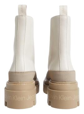 Stivales Calvin Klein Jeans Flatform Lace Beige Donna