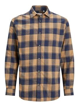 Camicia Jack & Jones Bufalo Quadri Camel Uomo