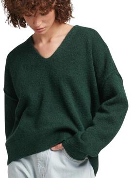 Pullover Superdry V Neck Oversized Verde Donna